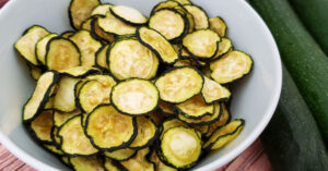 Close up of dehydrated zucchini chips