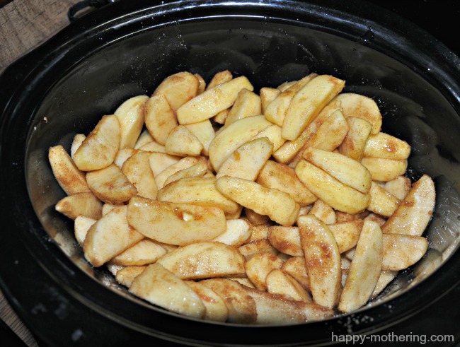 Chopped apples in the crockpot