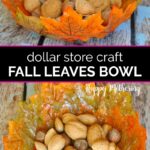 Two fall leaves bowls with whole nuts