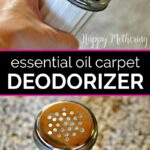 Homemade carpet deodorizer in shaker jars over carpet