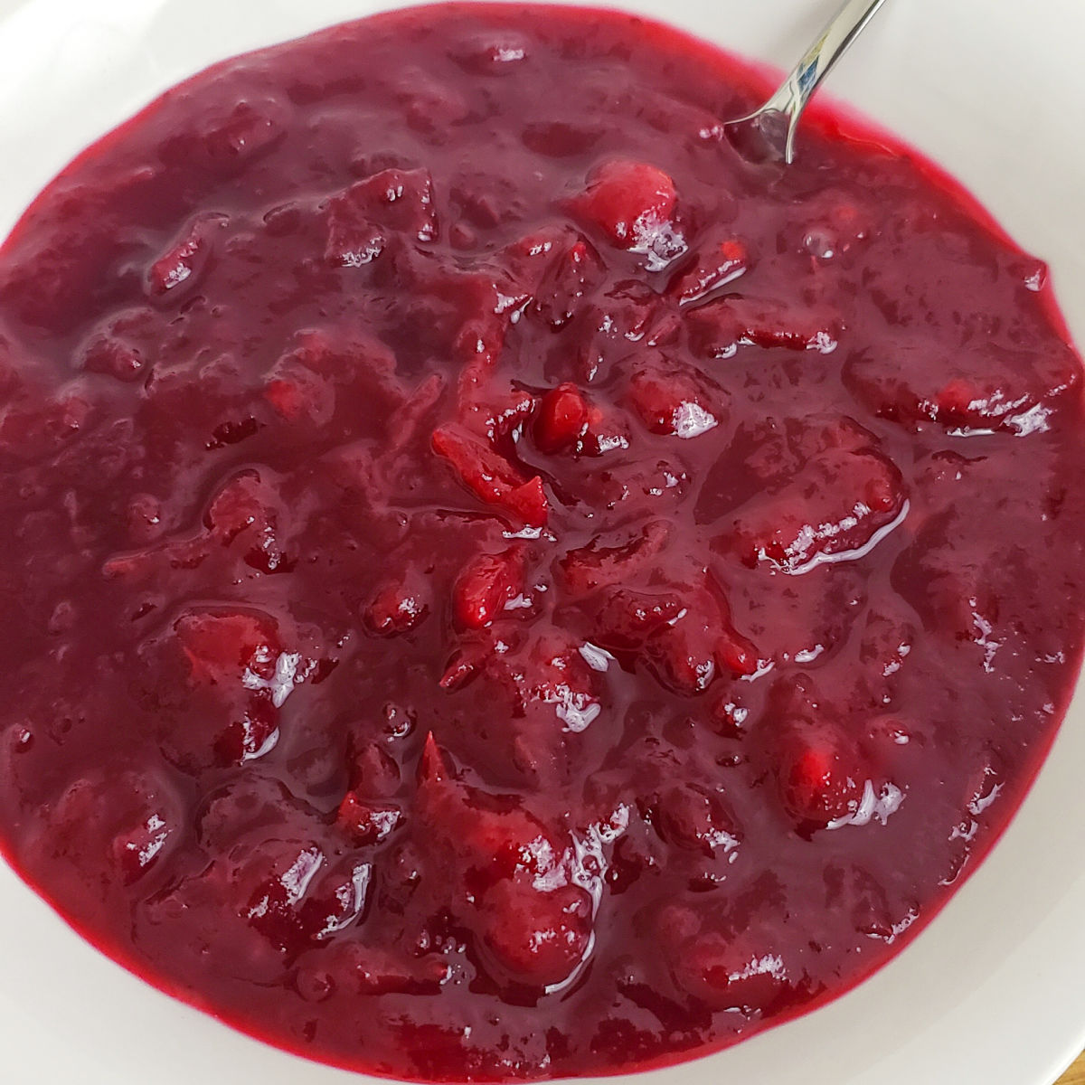 Close up of homemade cranberry sauce.