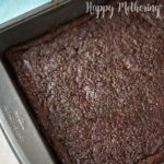 Pan of black bean brownies still in the baking pan
