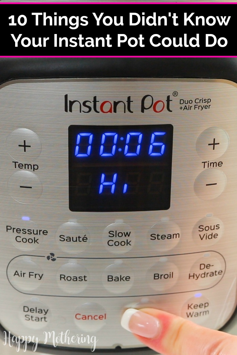 Instant Pot Duo Crisp Electric Pressure Cooker being set on high for 6 minutes