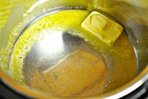 Butter melting in the Instant Pot.