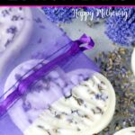 Lavender lotion bar in a purple organza bag for gift giving