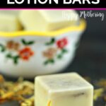 Finished homemade solid lotion bars with calendula