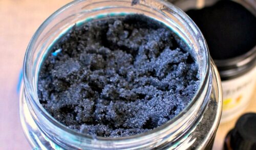 Close up of charcoal salt scrub