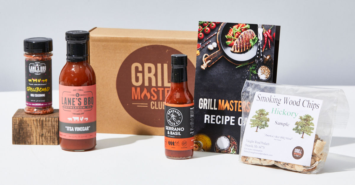 Grill Masters Club subscription box contents on the table.