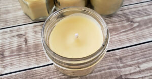 DIY beeswax candle shot from overhead
