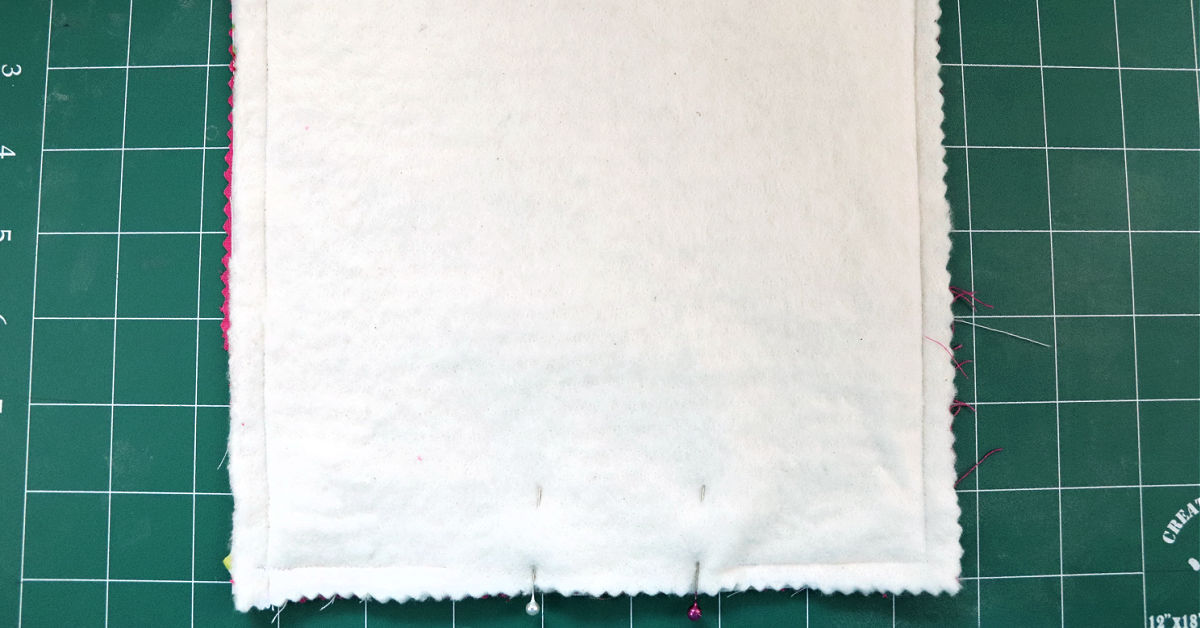 1/2" seam allowance sewn around all 4 sides of the heat safe cotton batting