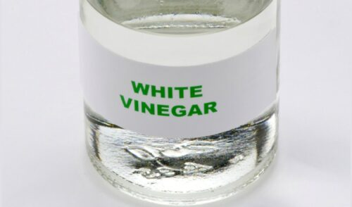 Close up of bottle of white vinegar