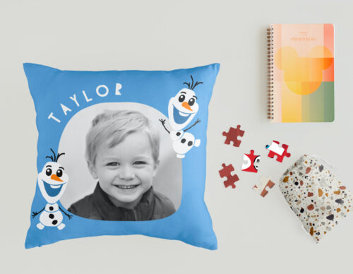 Personalized Disney pillow, notebook and puzzle.