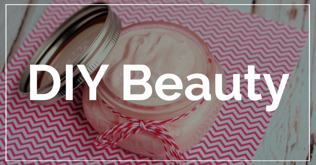 DIY Beauty category text with photo of pink body butter in a jar