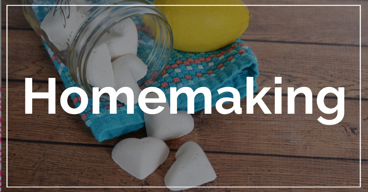 Homemaking category with DIY dishwasher detergent tablets in the background