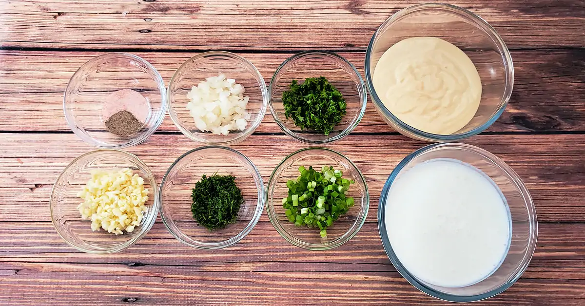 Ingredients for Ranch Dressing Recipe.