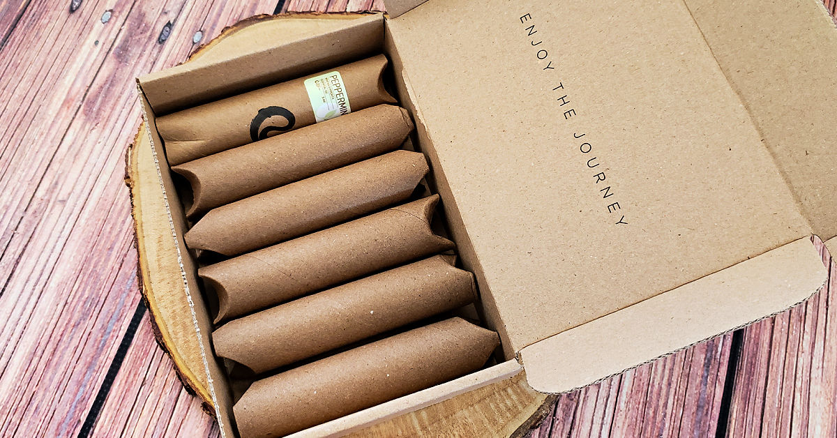 Rocky Mountain Essential Oils are shipped in cardboard tubes to prevent breakage.