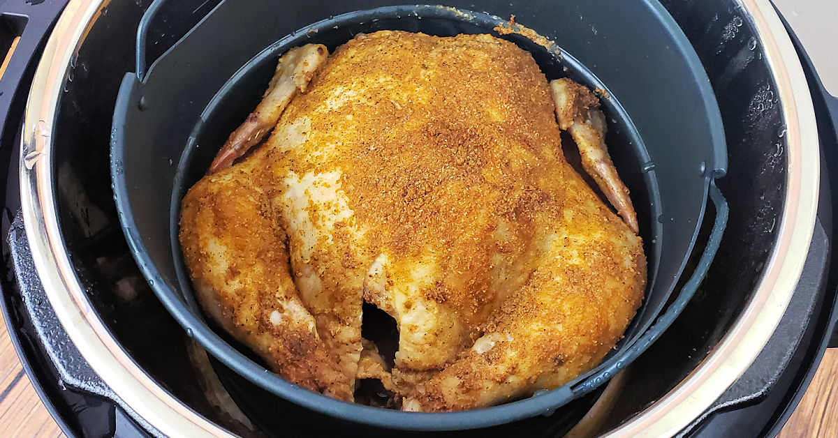 Pressure cooked chicken inside of Instant Pot.