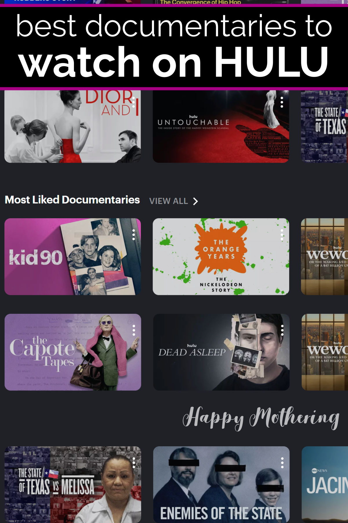 Screenshot of documentary page in the Hulu app.